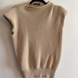 Ribbed Knit Beige Cream xxxiticat Women’s Sleeveless Sweater Size Medium M
